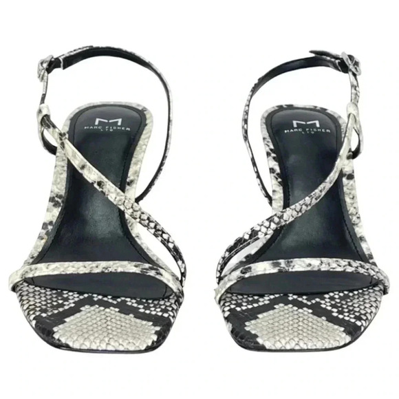 Marc Fisher Gove2 Snake Print Leather Womens Heeled Sandal Size 9.5M - Picture 4 of 15